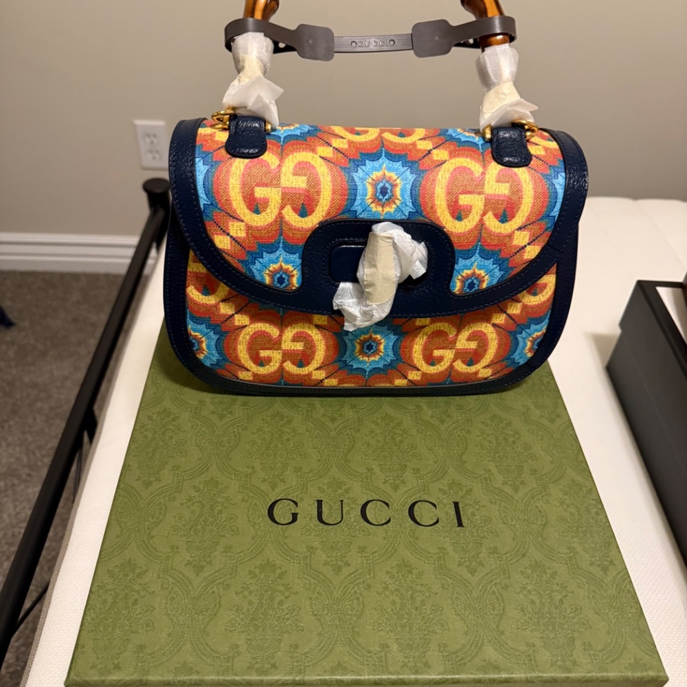 Gucci blue Gg Kaleidoscope Celebration Purse with Bamboo